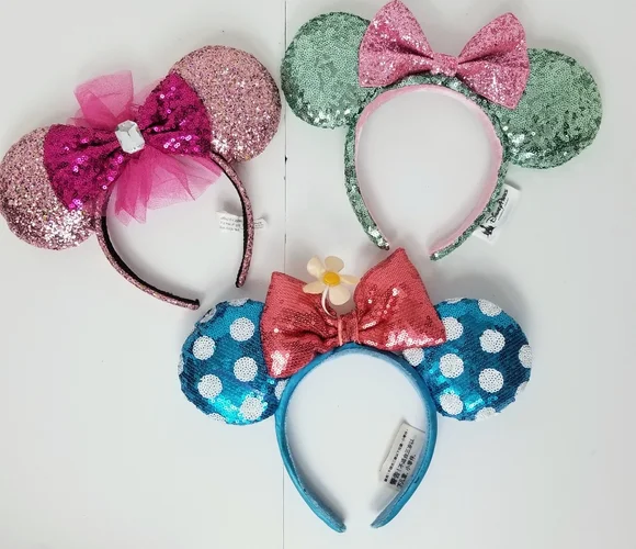 Disney Minnie Mouse Ears Sequin Pink Blue Green Polka Dot Bow Disney-Parks Princess Mickey Magical Bow Minnie Mouse Ears  main image 2